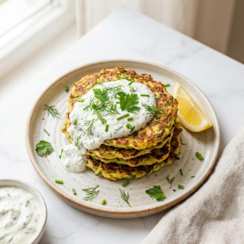 Zucchini-Puffer mit Kräuterquark