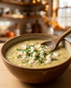 Cremige Kartoffel-Lauch-Suppe mit Feta