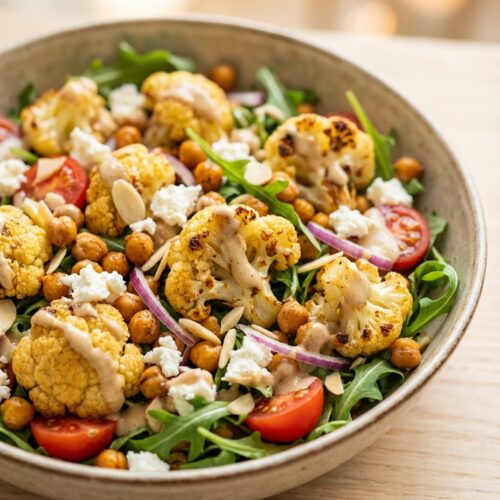 Gebratener Blumenkohl-Salat mit Tahini-Dressing