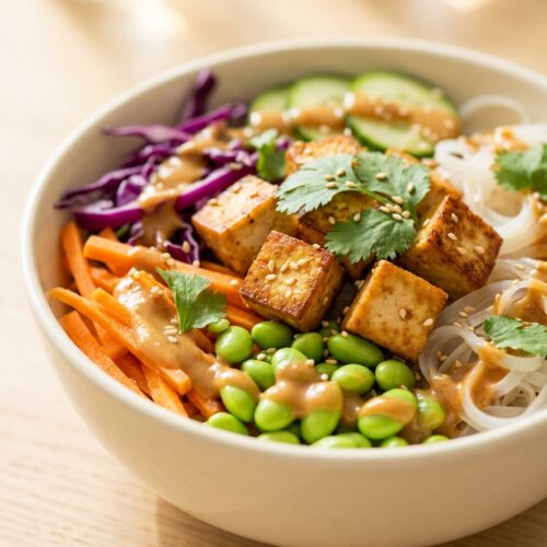 Asia Bowl mit Erdnuss-Dressing
