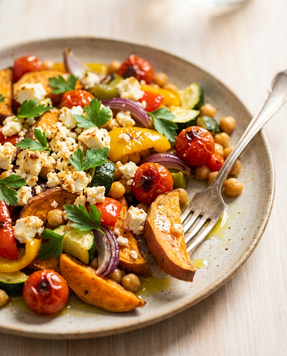 Ofengemüse-Platte mit überbackenem Feta