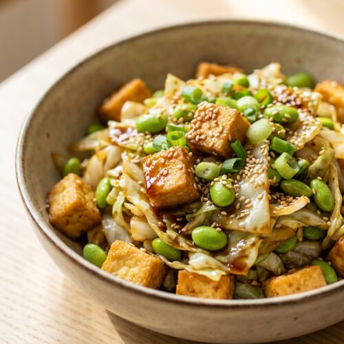 Schnelle Kohl-Pfanne mit Sojasoße und Sesam