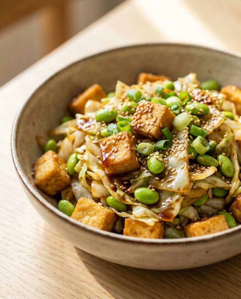 Schnelle Kohl-Pfanne mit Sojasoße und Sesam