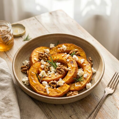 Ofenkürbis mit Feta und Walnüssen