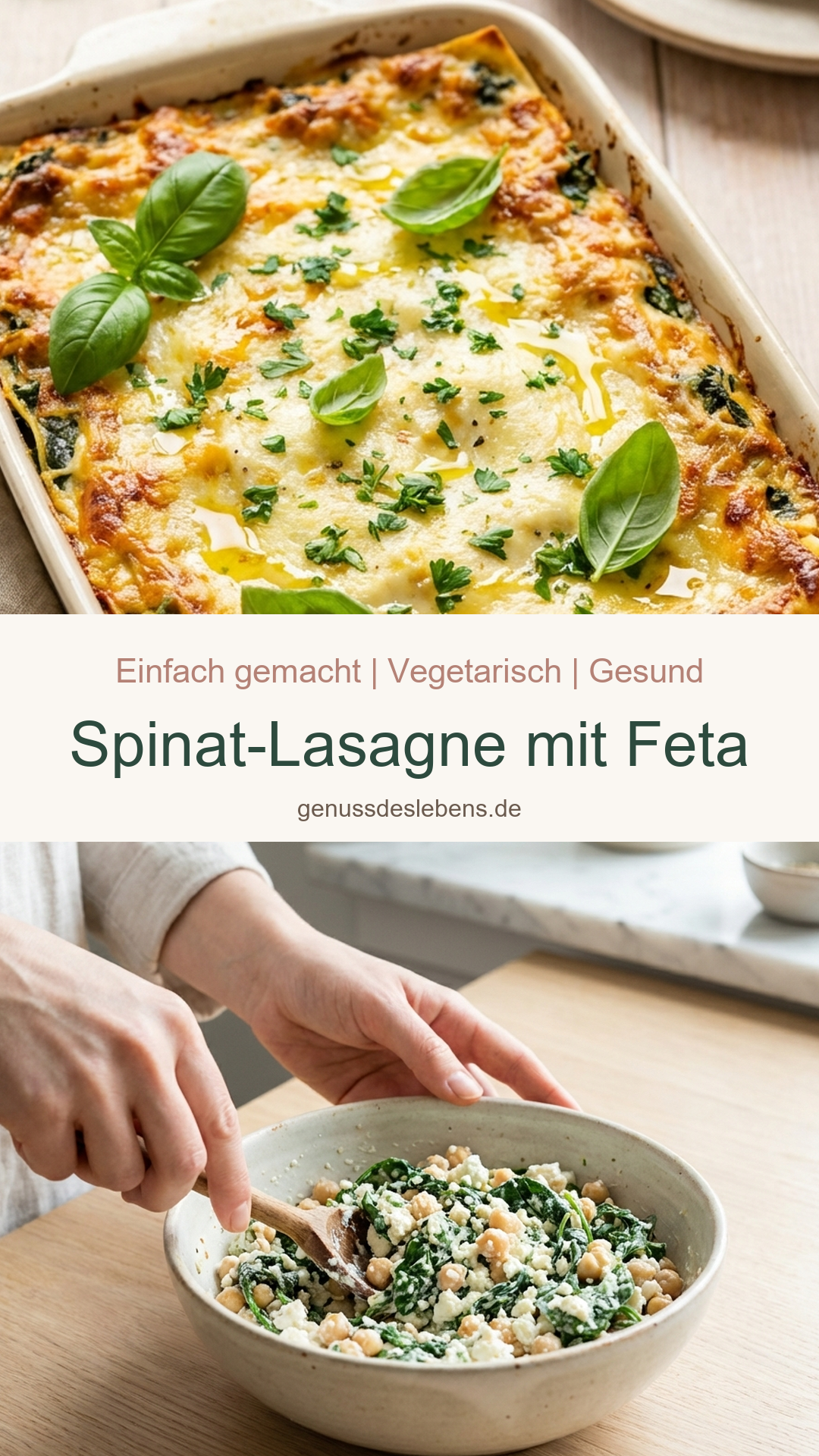 Spinat-Lasagne mit Feta - Pin für Pinterest