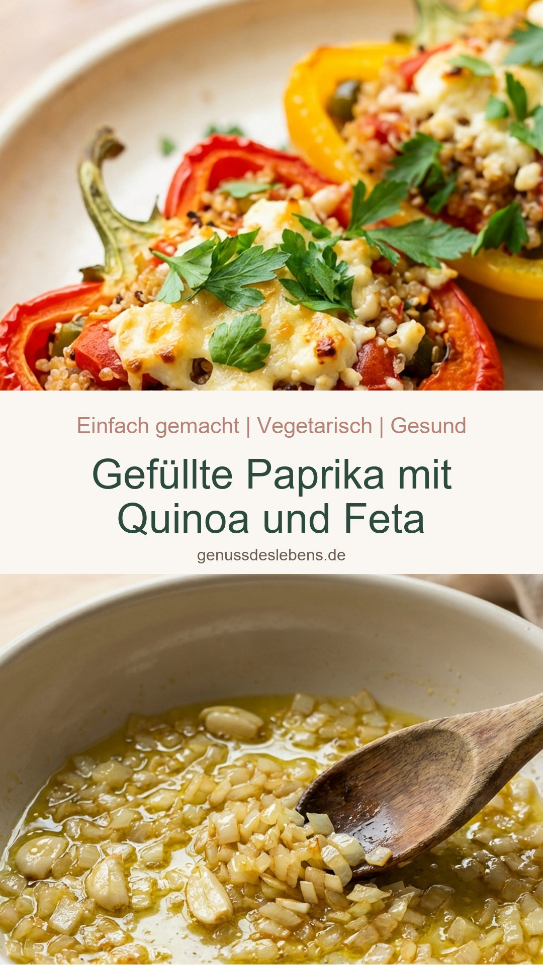 Gefüllte Paprika mit Quinoa und Feta - Pin für Pinterest