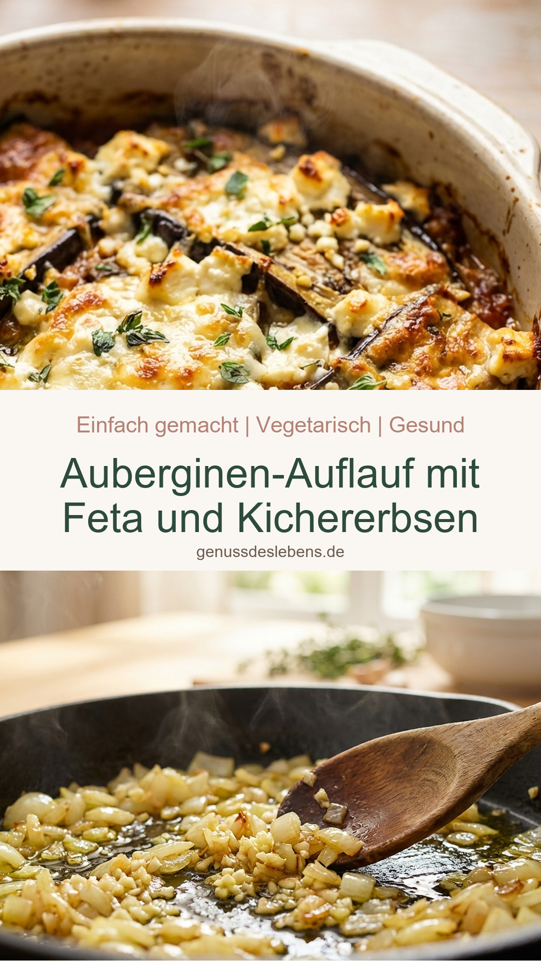 Auberginen-Auflauf mit Feta und Kichererbsen - Pin für Pinterest