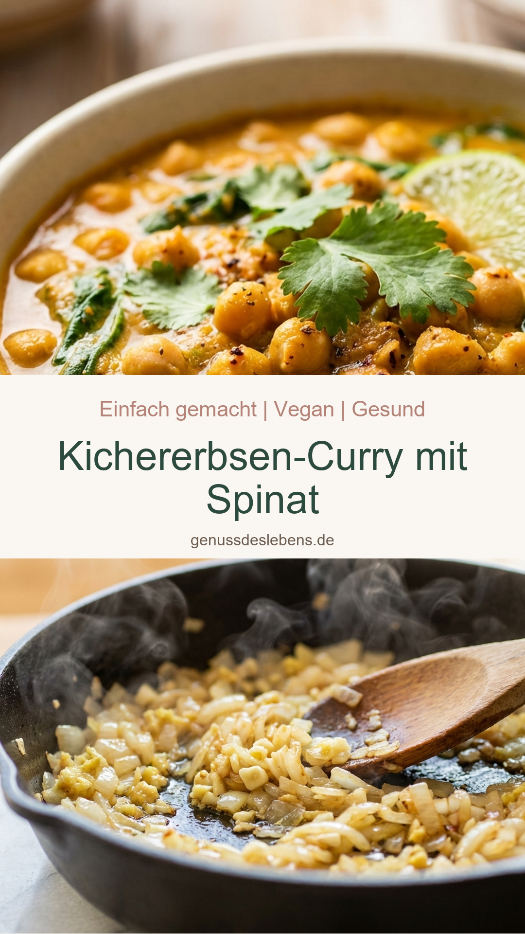 Kichererbsen-Curry mit Spinat - Pin für Pinterest