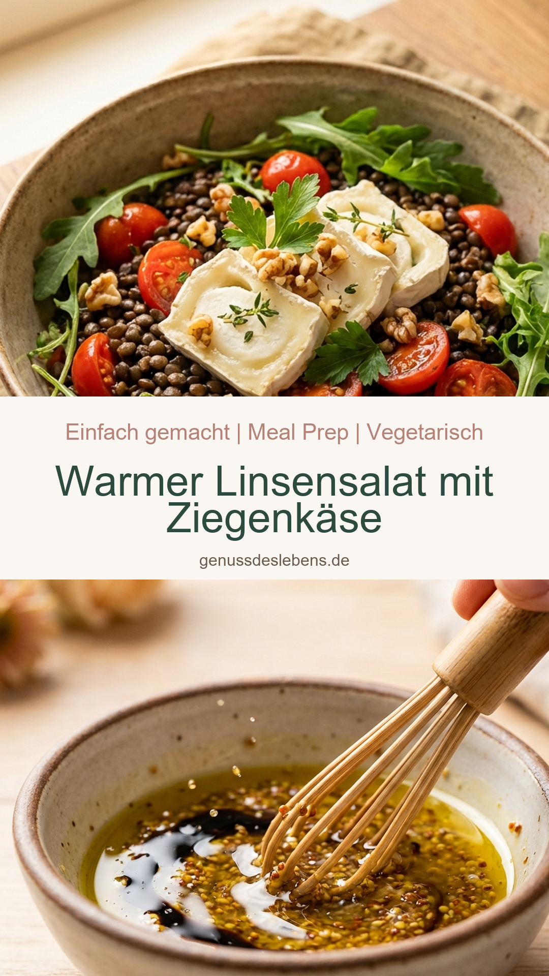 Warmer Linsensalat mit Ziegenkäse - Pin für Pinterest