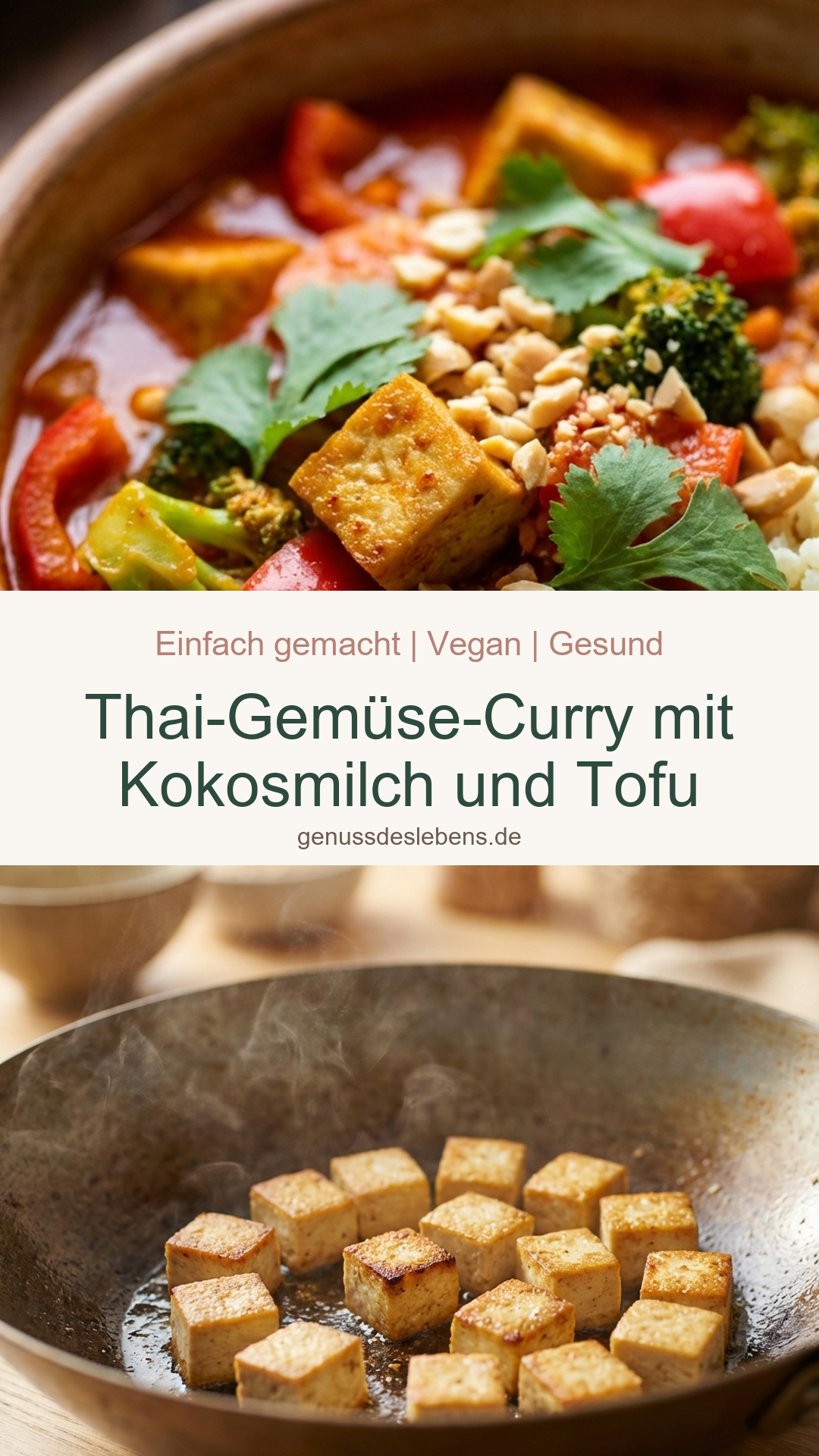 Thai-Gemüse-Curry mit Kokosmilch und Tofu - Pin für Pinterest