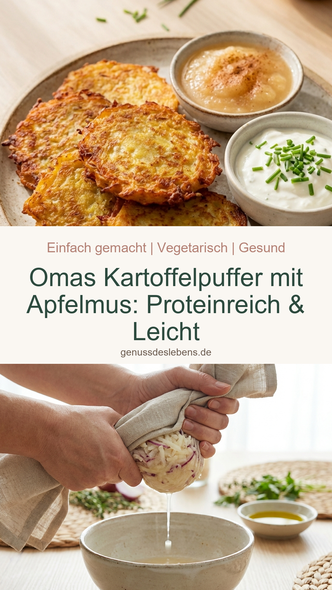 Omas Kartoffelpuffer mit Apfelmus: Proteinreich & Leicht - Pin für Pinterest