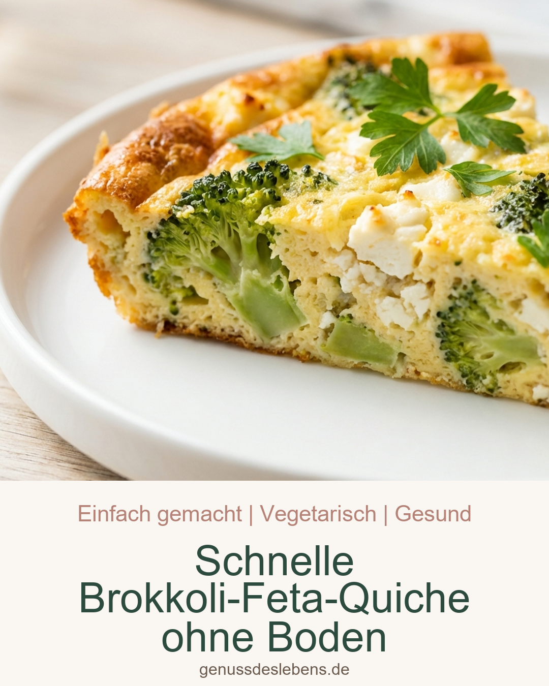 Schnelle Brokkoli-Feta-Quiche ohne Boden - Pin für Pinterest