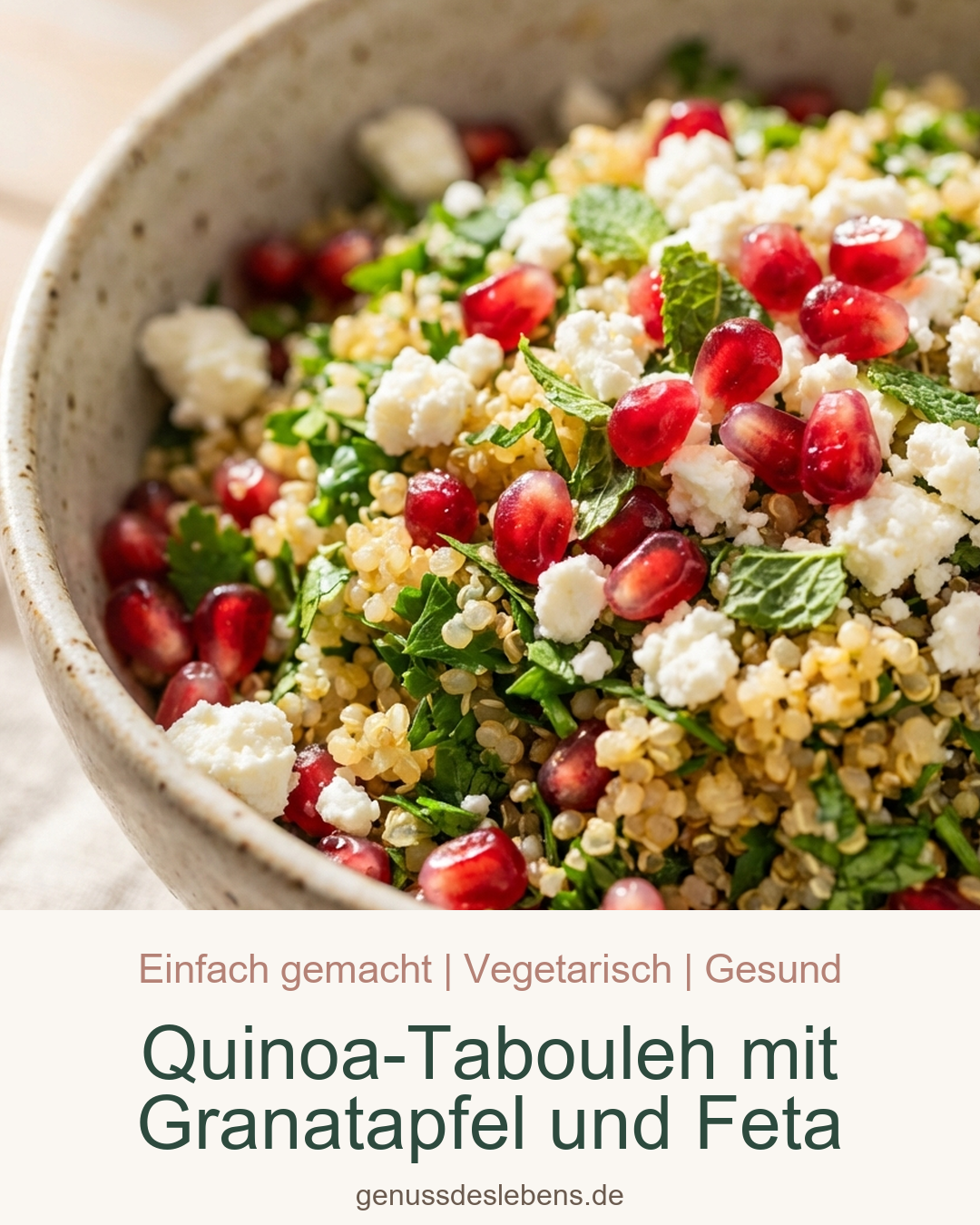 Quinoa-Tabouleh mit Granatapfel und Feta - Pin für Pinterest