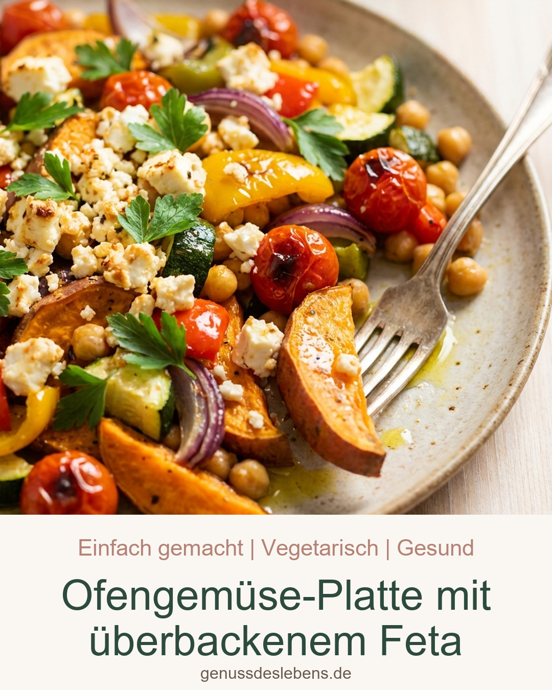 Ofengemüse-Platte mit überbackenem Feta - Pin für Pinterest