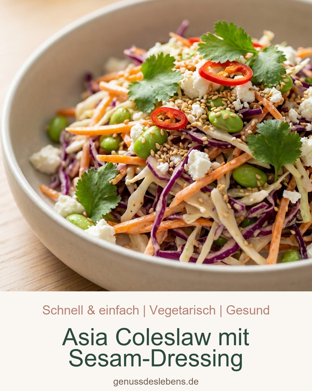 Asia Coleslaw mit Sesam-Dressing - Pin für Pinterest
