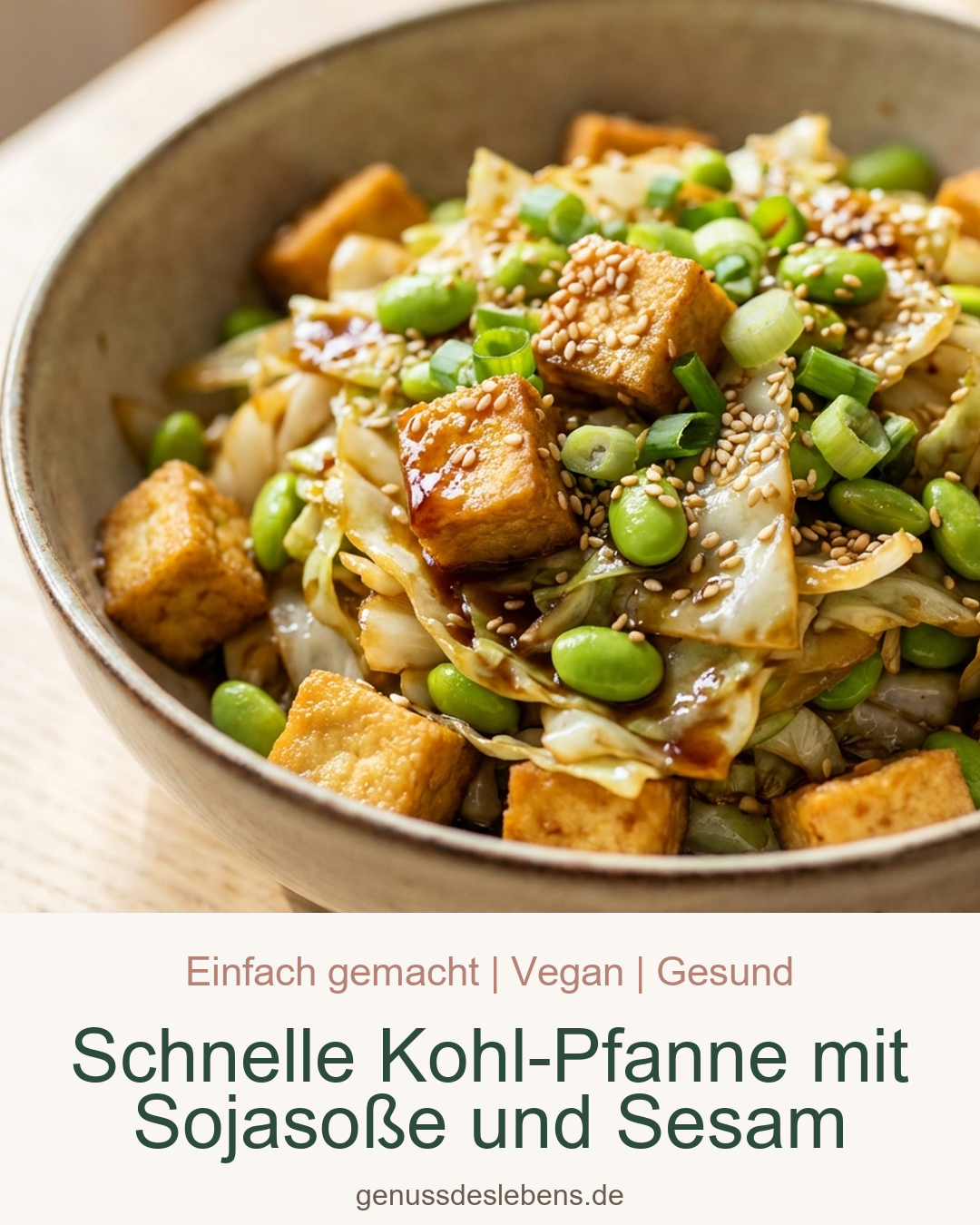 Schnelle Kohl-Pfanne mit Sojasoße und Sesam - Pin für Pinterest