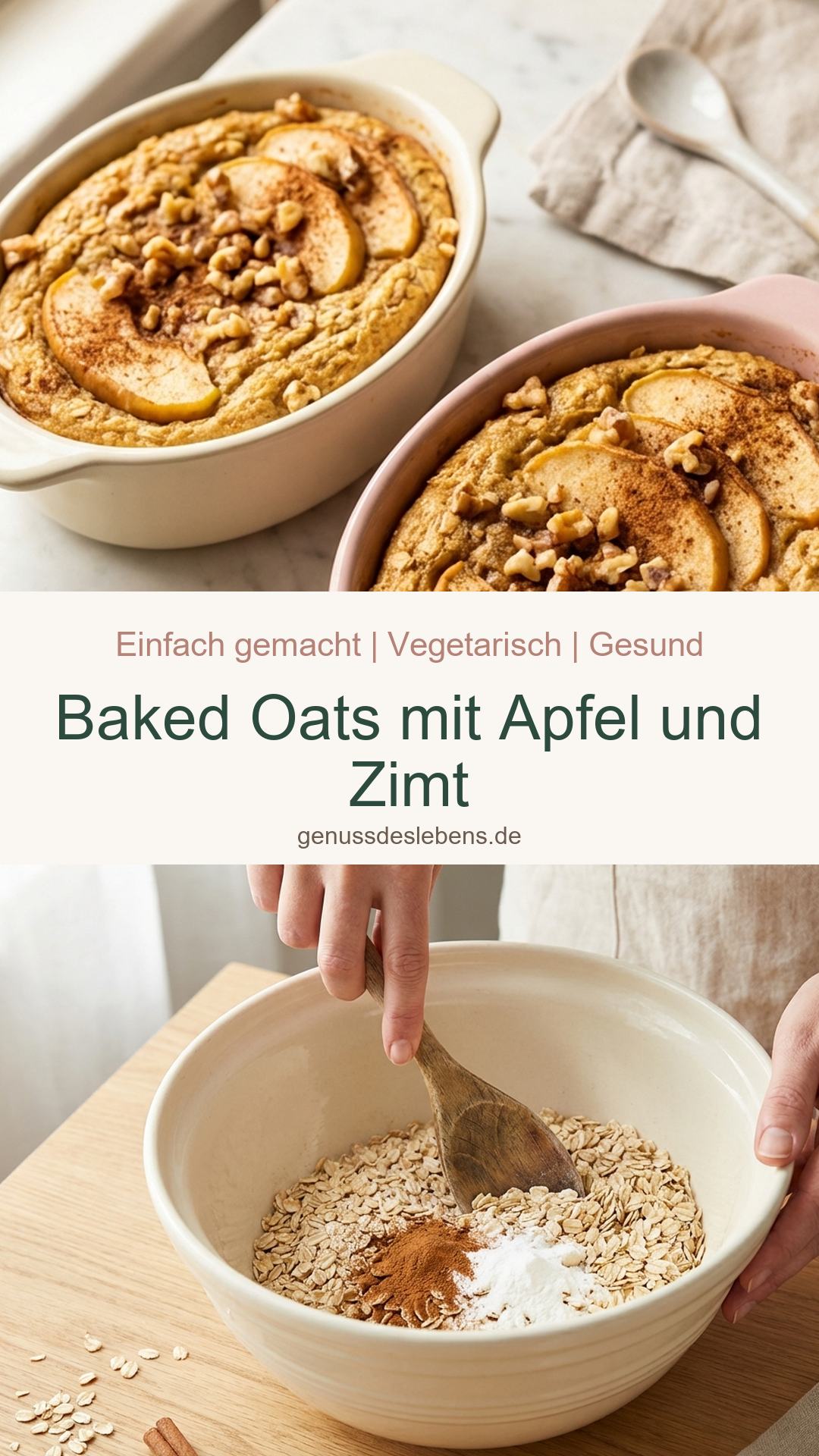 Baked Oats mit Apfel und Zimt - Pin für Pinterest