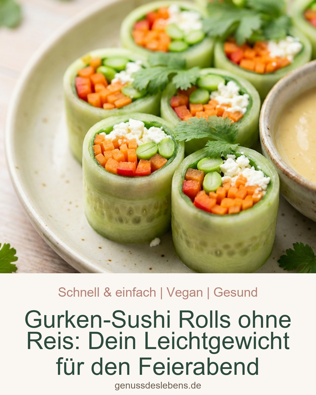 Gurken-Sushi Rolls ohne Reis: Dein Leichtgewicht für den Feierabend - Pin für Pinterest