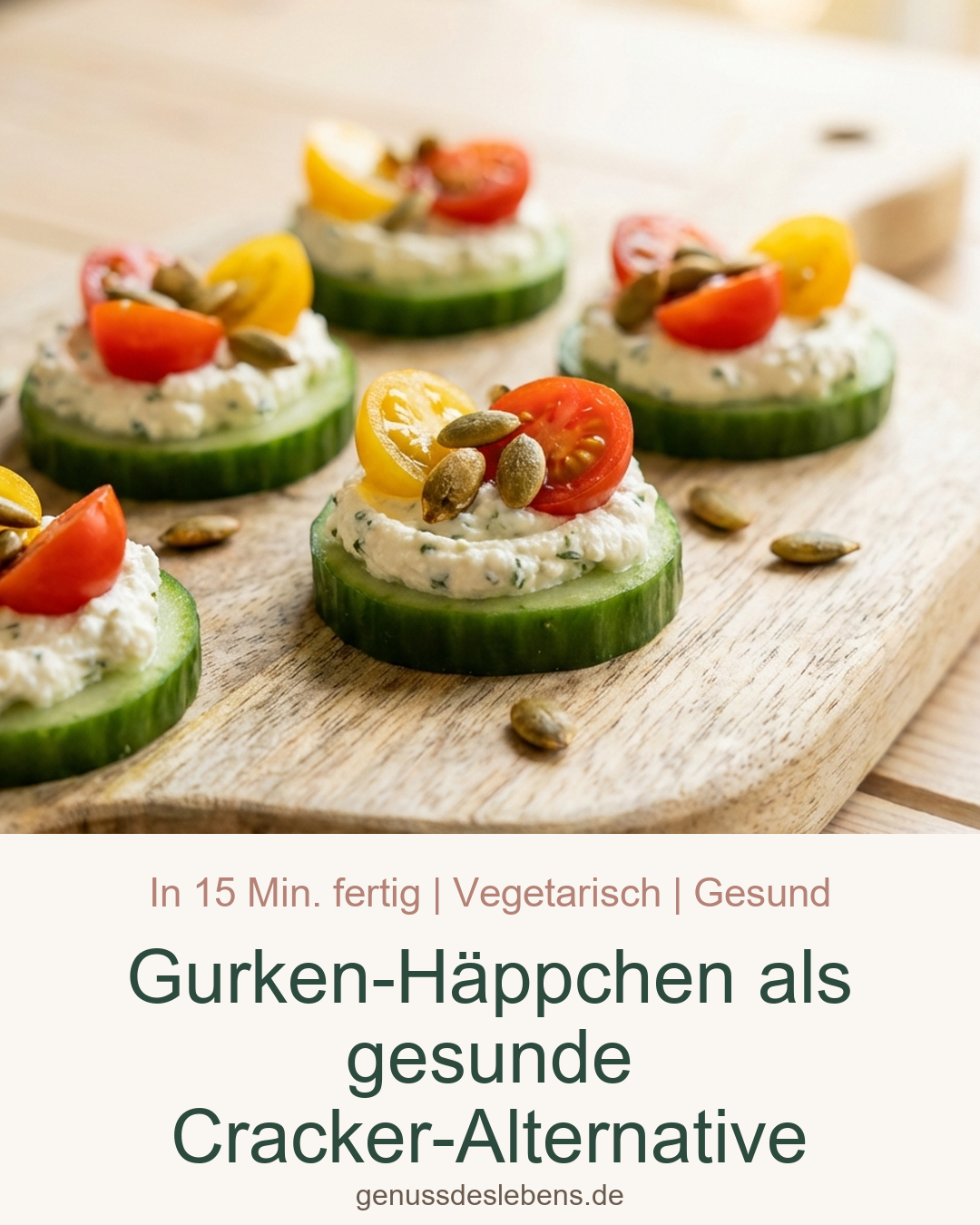 Gurken-Häppchen als gesunde Cracker-Alternative - Pin für Pinterest
