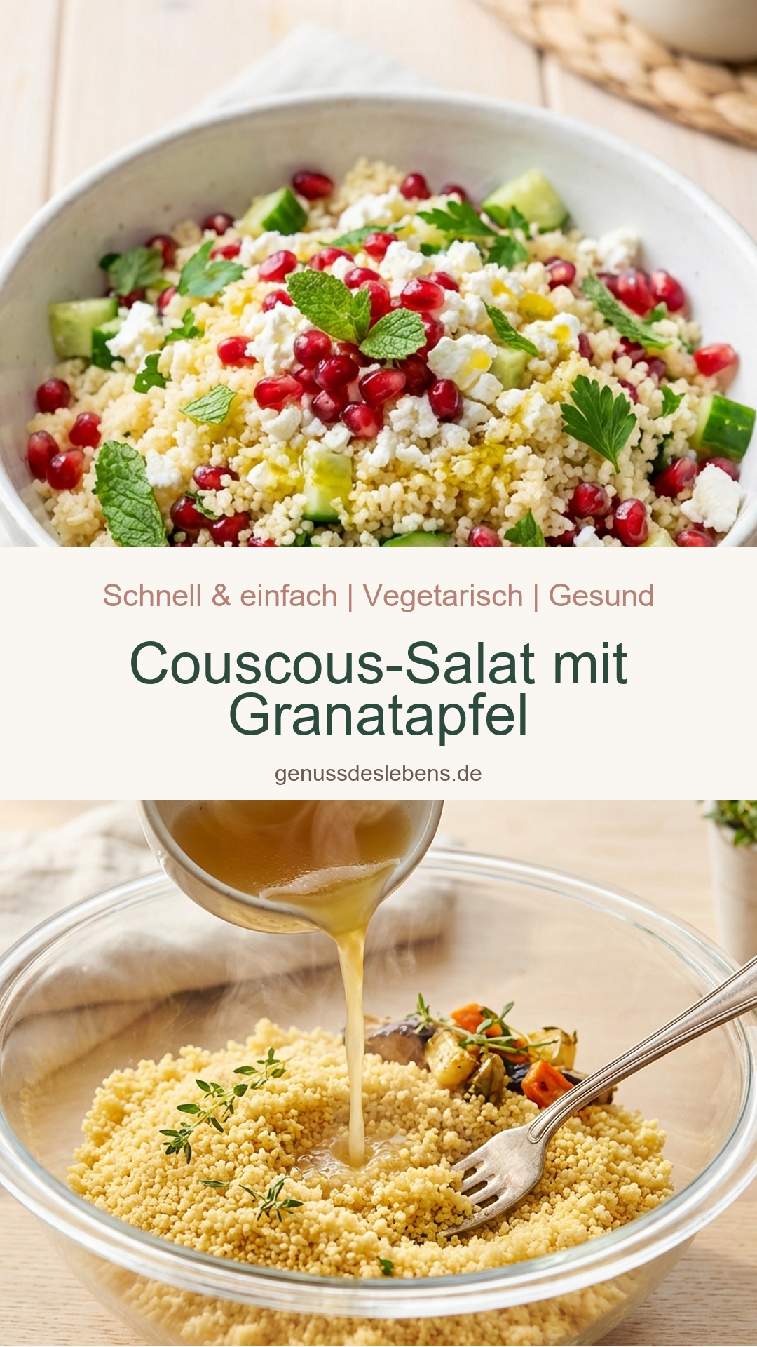 Couscous-Salat mit Granatapfel - Pin für Pinterest