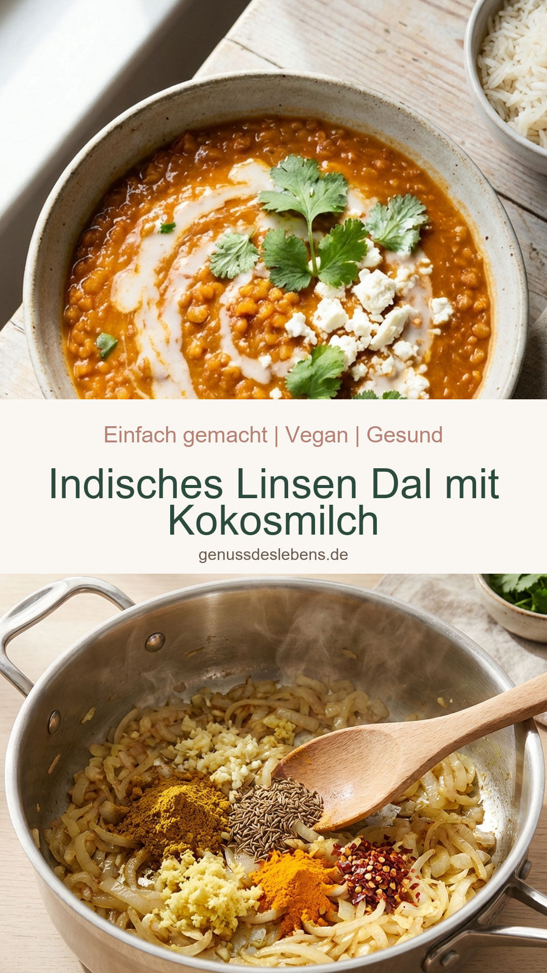 Indisches Linsen Dal mit Kokosmilch - Pin für Pinterest