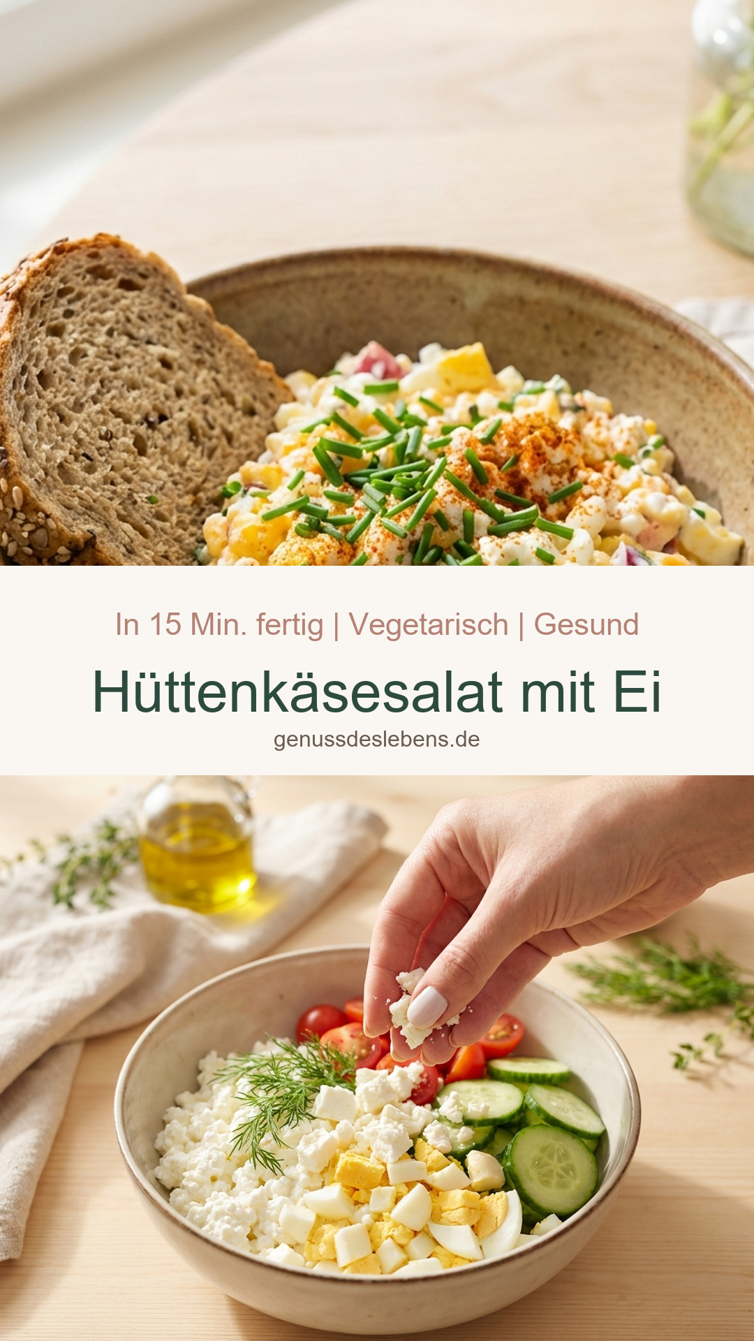 Hüttenkäsesalat mit Ei - Pin für Pinterest