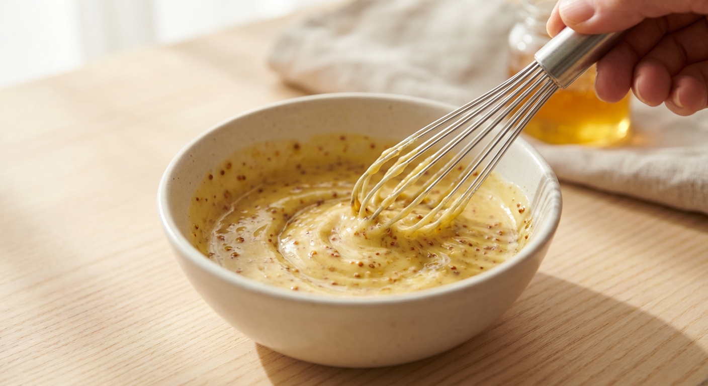 Gebratener Halloumi auf warmem Linsensalat mit Honig-Senf-Dressing Zubereitung