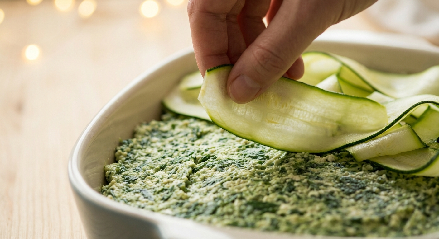 Zucchini-Lasagne mit Spinat und Tofu-Béchamel Zubereitung
