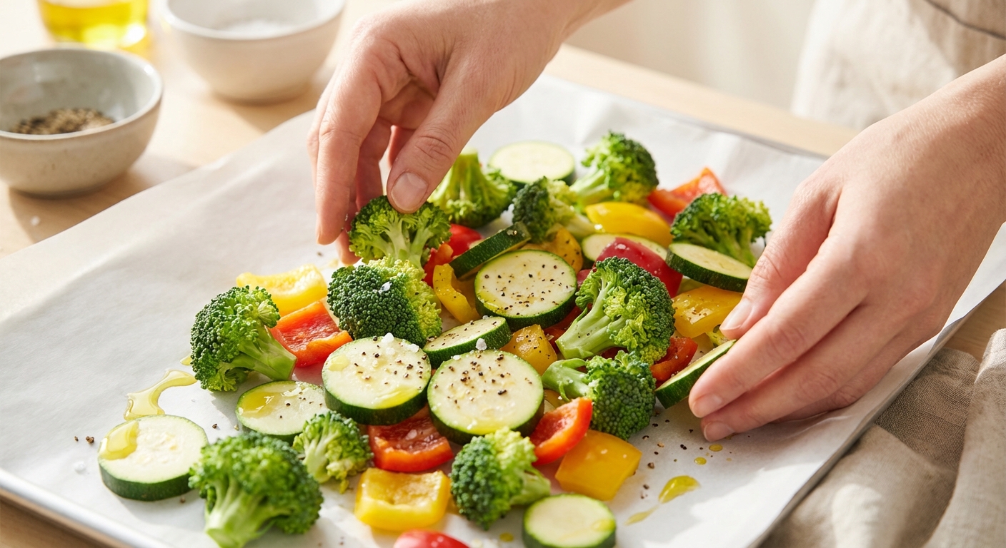Warmer Kichererbsen-Salat mit geröstetem Gemüse Zubereitung