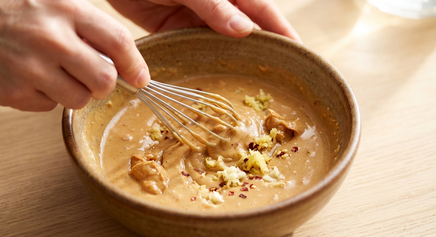 Edamame-Glasnudel-Bowl mit Erdnuss-Dressing Zubereitung