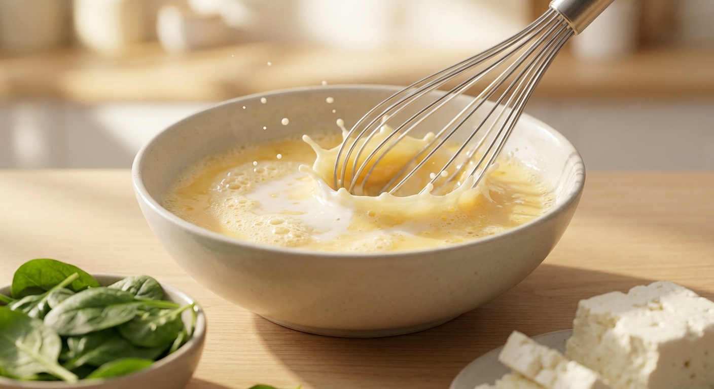 Protein-Rührei mit Spinat und Feta Zubereitung