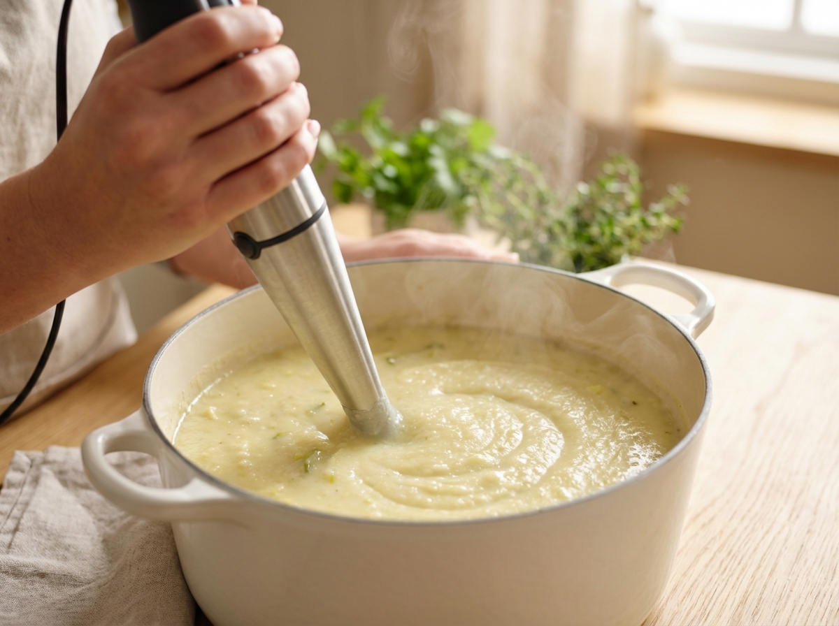 Cremige Kartoffel-Lauch-Suppe mit Feta Zubereitung
