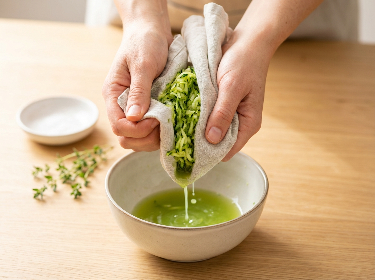 Zucchini-Puffer mit Kräuterquark Zubereitung
