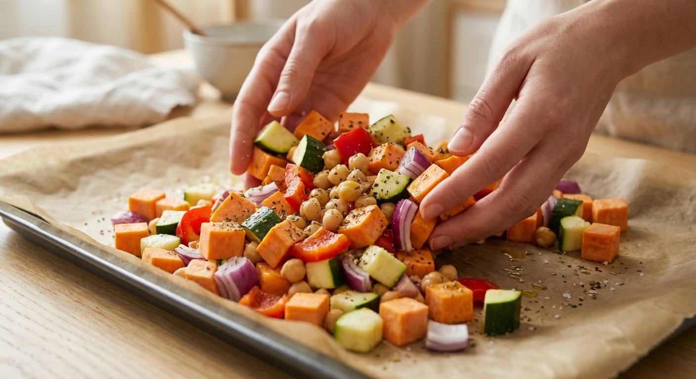 Mediterraner Ofengemüse-Wrap mit Hummus Zubereitung