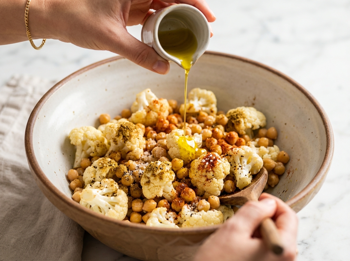 Gebratener Blumenkohl-Salat mit Tahini-Dressing Zubereitung