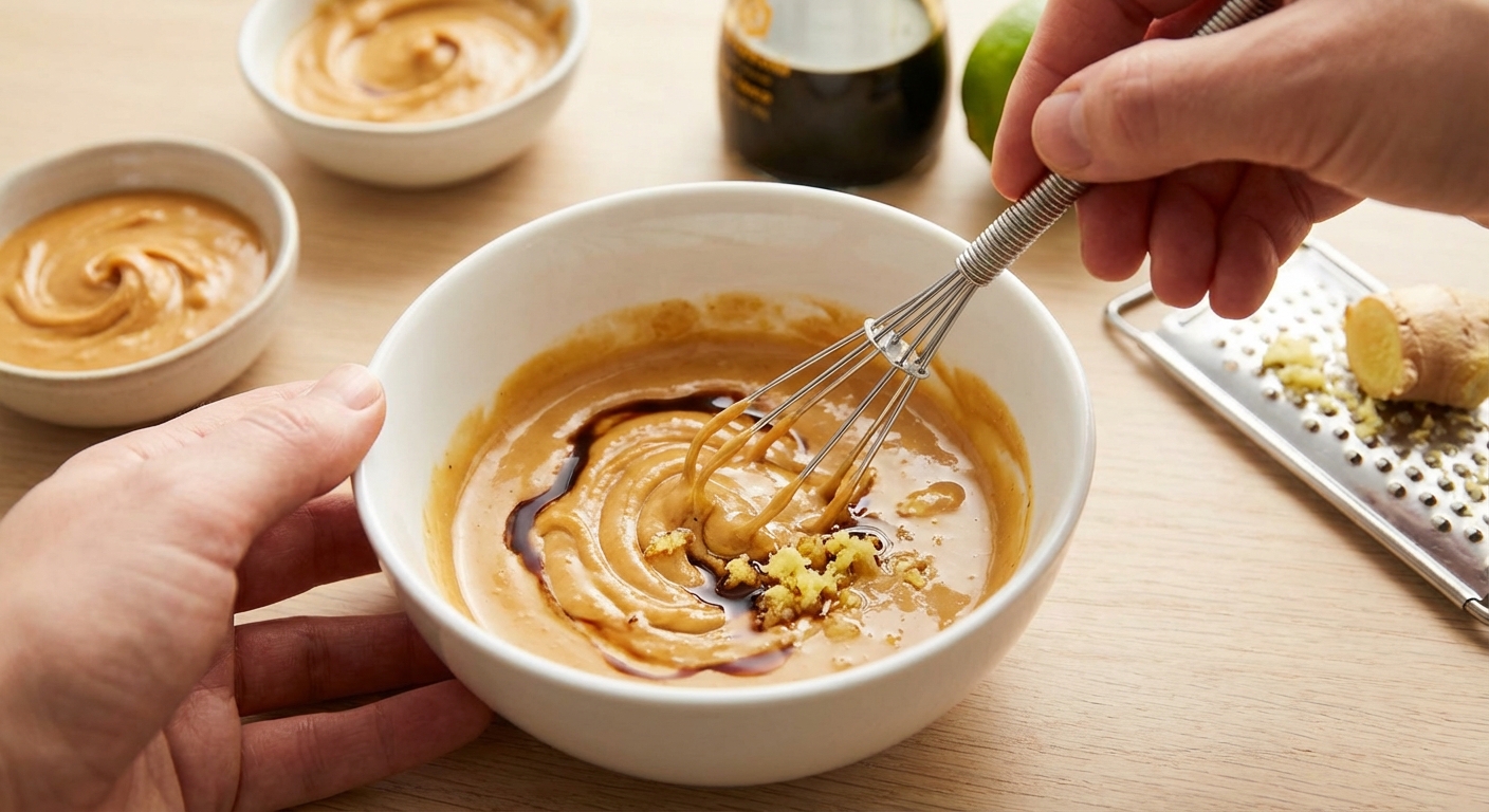 Asia Bowl mit Erdnuss-Dressing Zubereitung