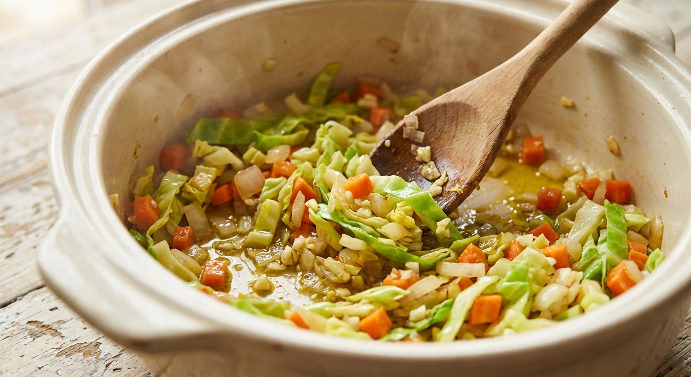 Cremige Kohlsuppe mit gerösteten Kichererbsen Zubereitung