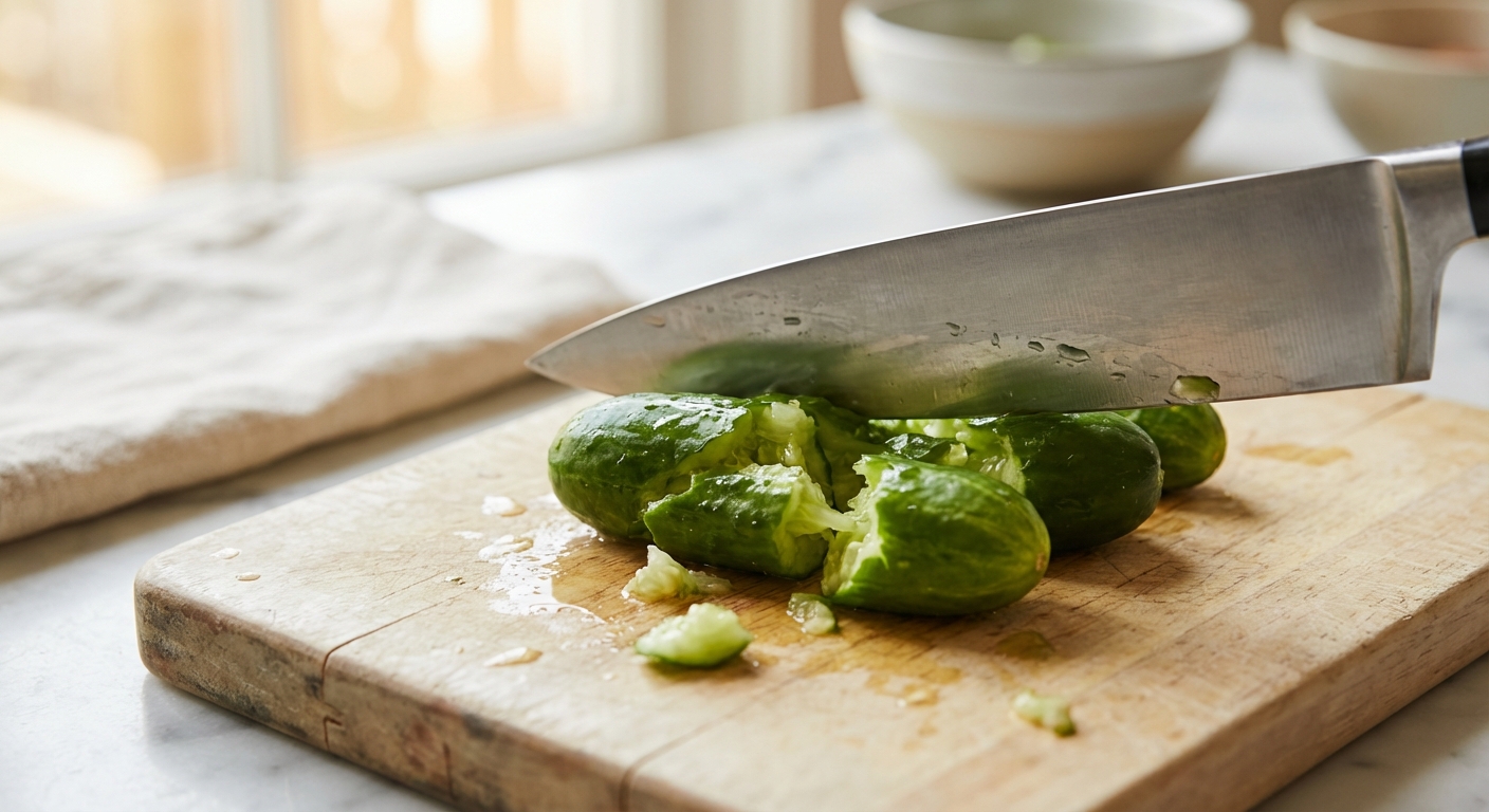 Asia-Gurkensalat Smashed Cucumber Style Zubereitung
