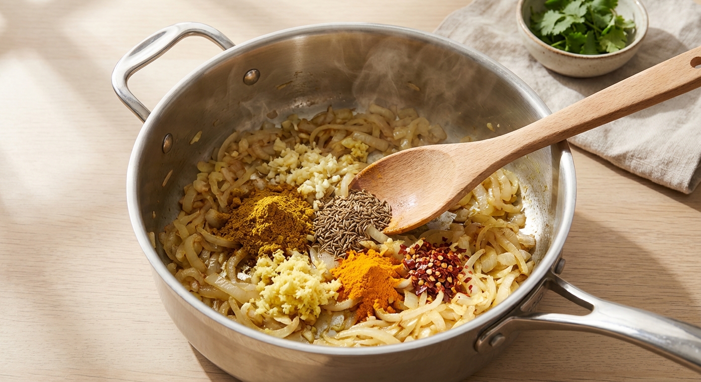 Indisches Linsen Dal mit Kokosmilch Zubereitung