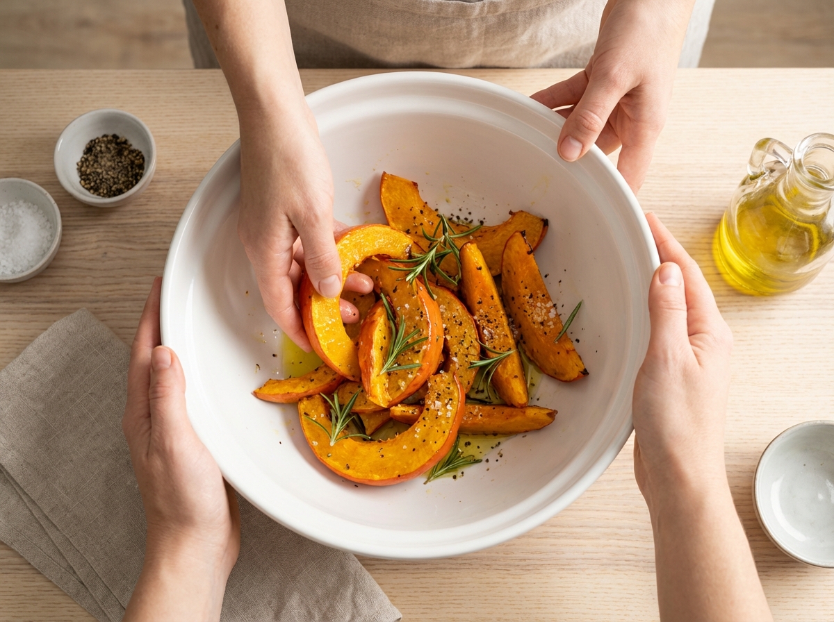 Ofenkürbis mit Feta und Walnüssen Zubereitung