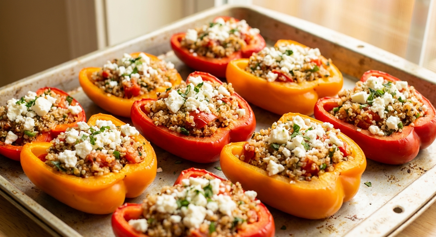 Gefüllte Paprika mit Quinoa und Feta Zubereitung