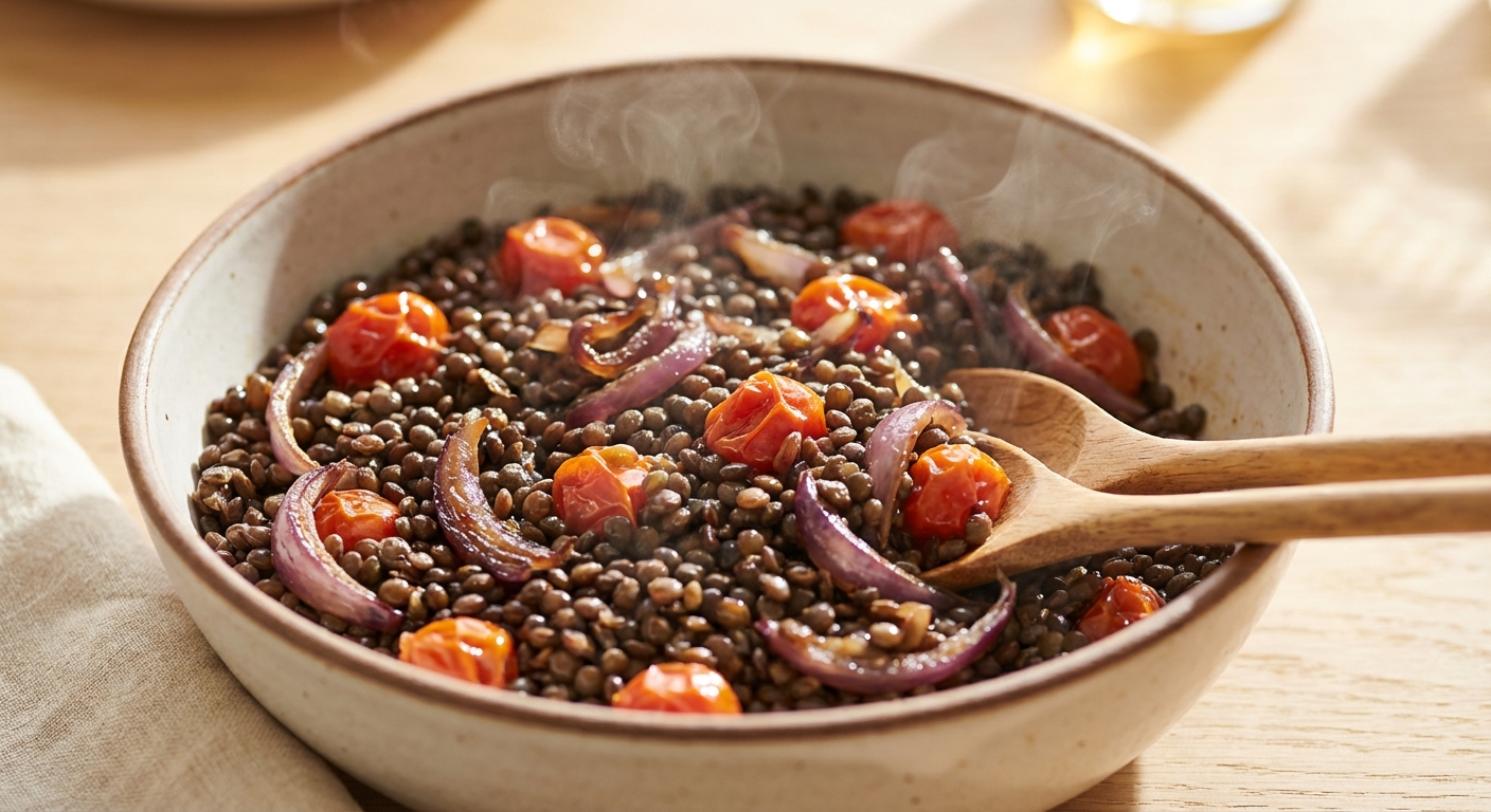 Warmer Linsensalat mit Ziegenkäse Zubereitung