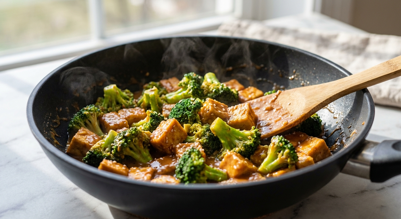 Asiatische Brokkoli-Tofu-Pfanne Zubereitung