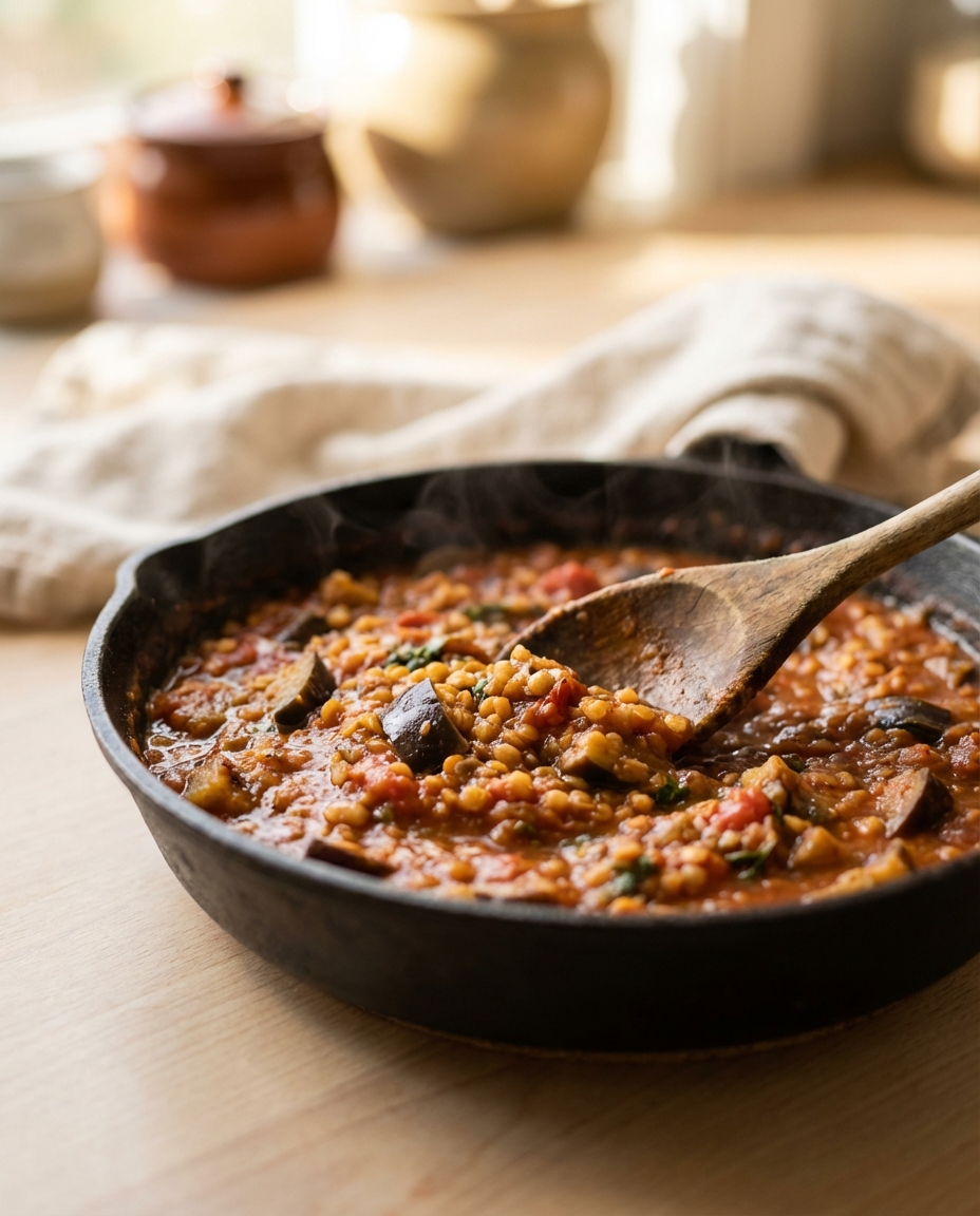 Gefüllte Auberginen mit Linsen und Feta Zubereitung
