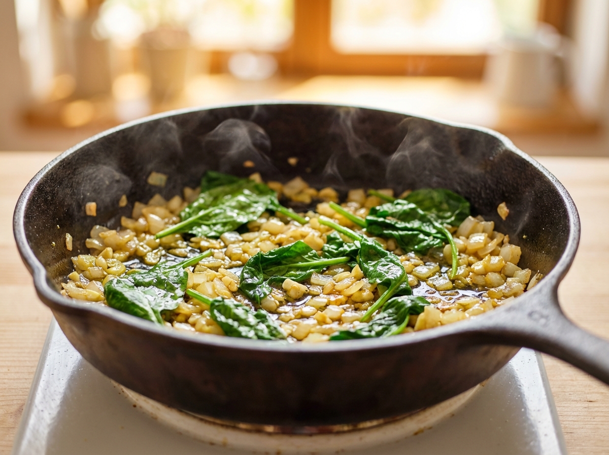 Protein-Rührei mit Spinat und Feta Zubereitung