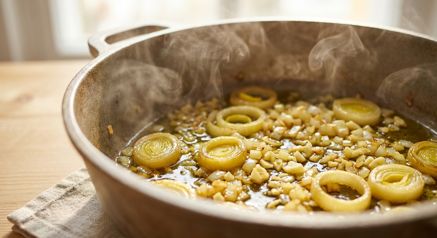 Cremige Kartoffel-Lauch-Suppe mit Feta Zubereitung