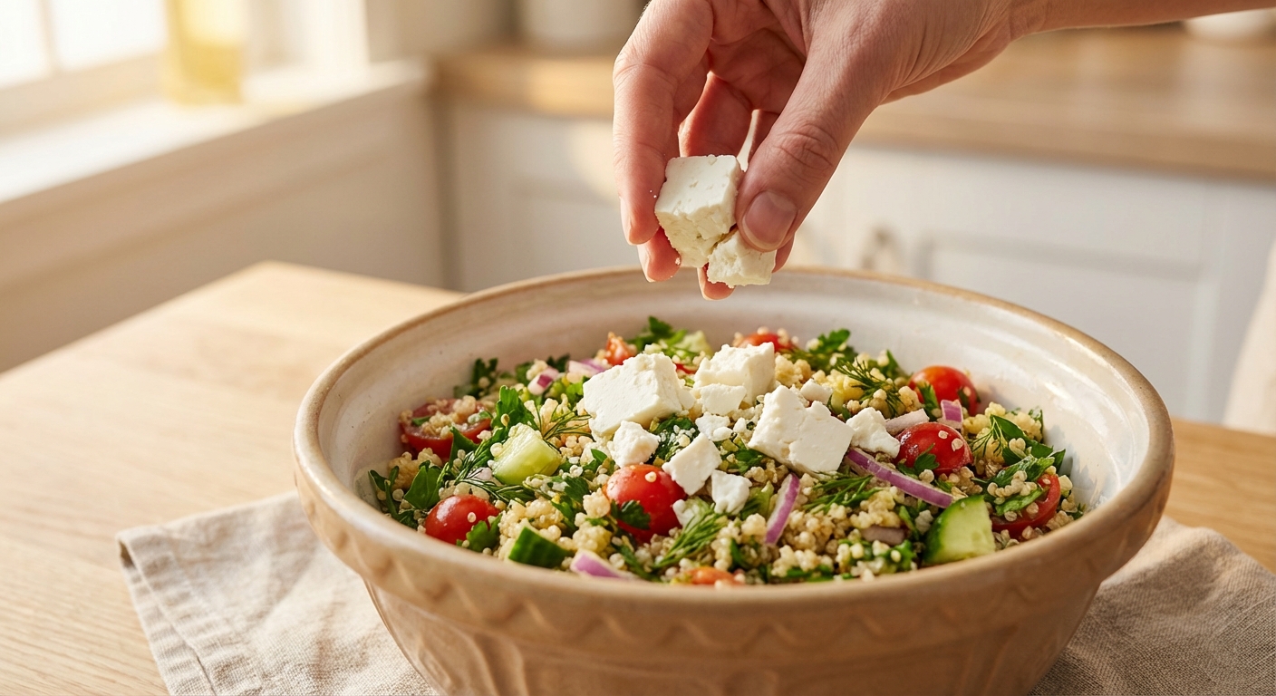 Quinoa-Tabouleh mit Granatapfel und Feta Zubereitung