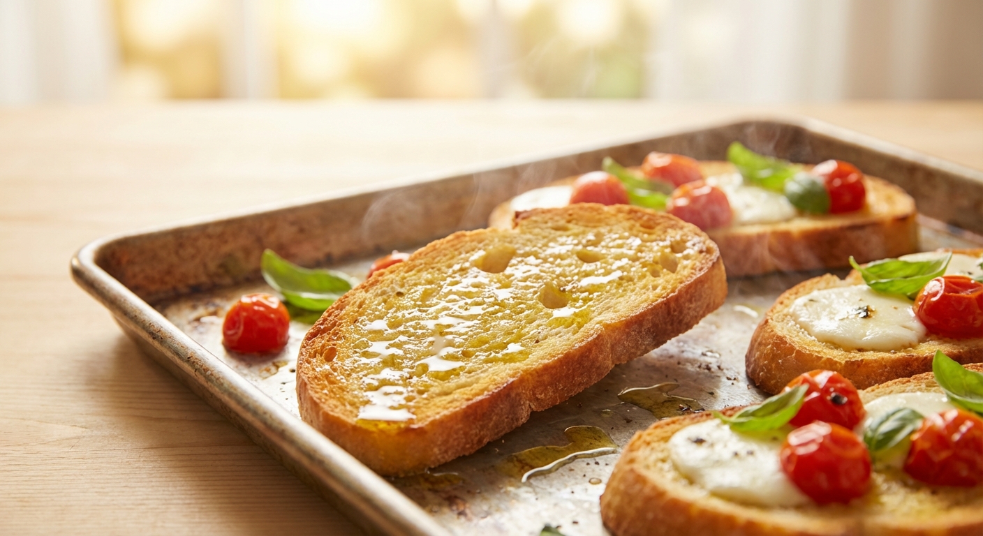 Italienische Antipasti-Platte mit Bruschetta und Feta-Caprese Zubereitung