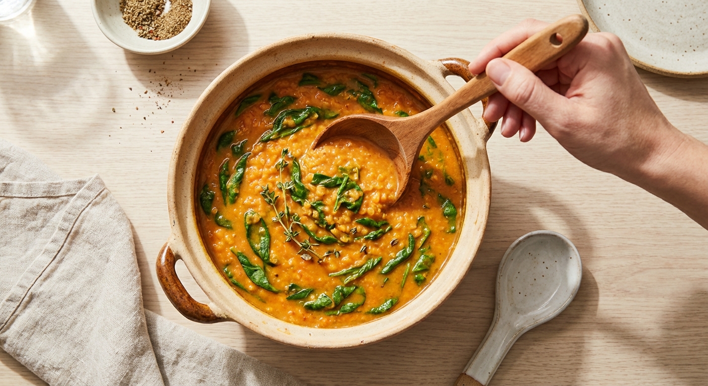 Indisches Linsen Dal mit Kokosmilch Zubereitung