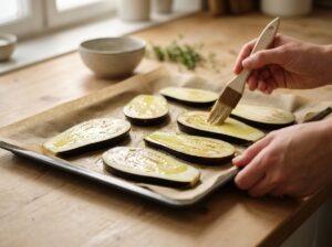 Auberginen-Röllchen mit Ricotta-Spinat-Füllung - Schritt 1